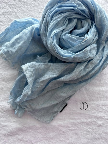 画像5: Luminaes×ちずぶるー　藍染めリネンガーゼストール (5)