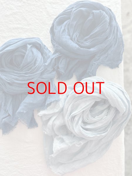 画像1: Luminaes×ちずぶるー　藍染めリネンガーゼストール (1)