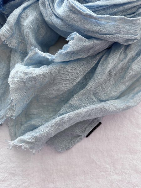 画像6: Luminaes×ちずぶるー　藍染めリネンガーゼストール (6)