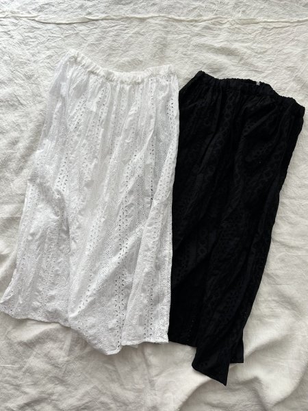 画像1: grin ボーラーレース ギャザースカート (1)