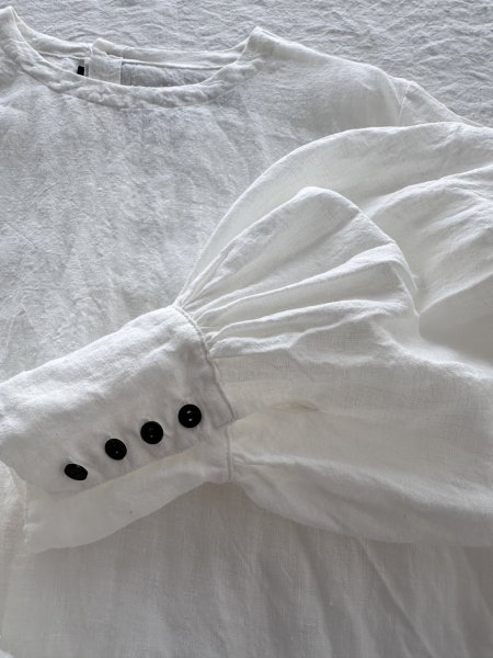 画像3: Luminaes 1/60手染めリネン ランタン袖ブラウス (3)