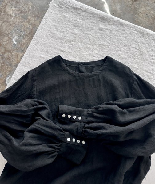 画像5: Luminaes 1/60手染めリネン ランタン袖ブラウス (5)