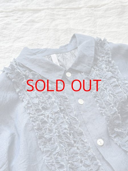 画像1: grin INDIAデニムボイル 三角フリルシャツ (1)