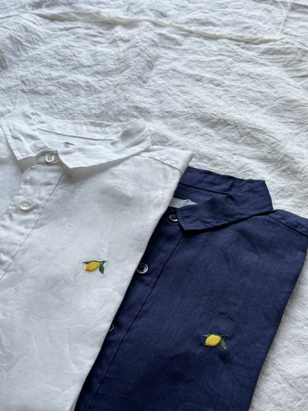 画像8: NATURAL LAUNDRY 60フレンチリネン レモン刺繍シャツ (8)