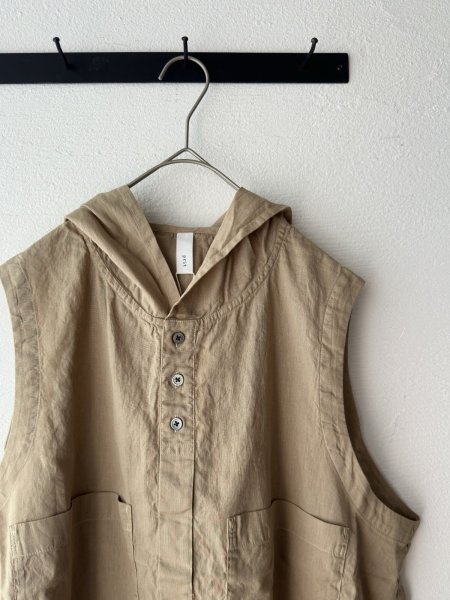 画像4: prit 30/1綿麻ローン フーディベスト (4)