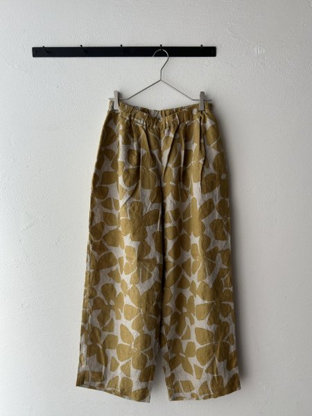 画像4: prit 60/1 リネンシーチングビッグフラワープリント タックイージーパンツ (4)