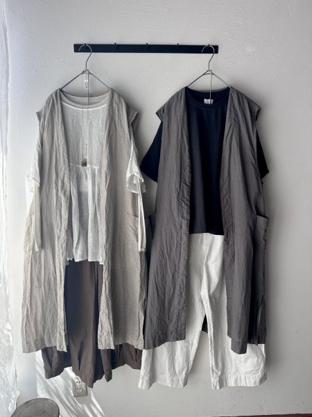 画像7: Luminaes 1/60手染めリネン ロングジレ (7)