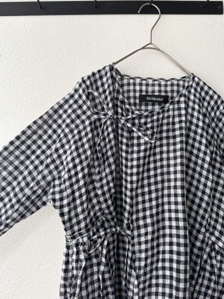 画像3: Véritécoeur ギンガムチェックカシュクールブラウス (3)