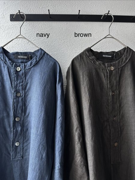 画像6: Véritécoeur 墨染めリネンヘンリーネックワンピース (6)