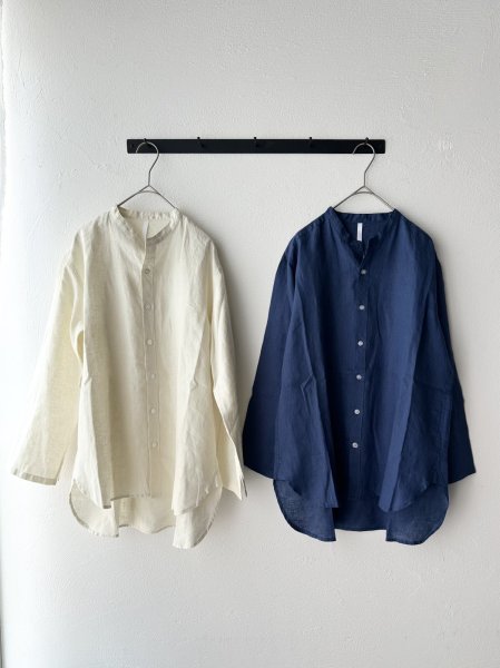 画像1: NATURAL LAUNDRY リネンクロス リネンハナヤシャツ (1)