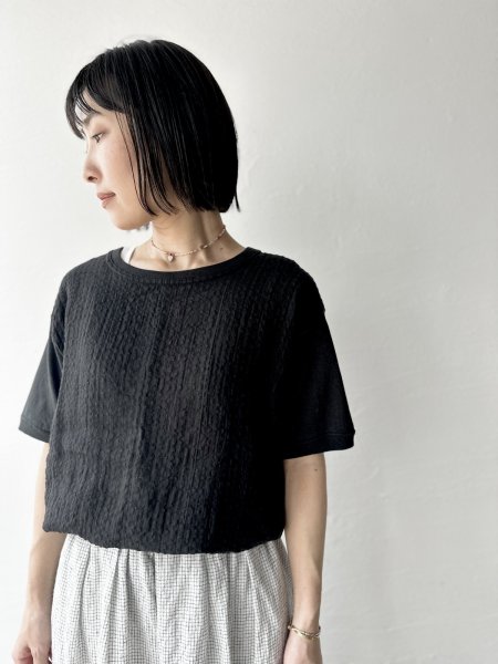 画像1: NATURAL LAUNDRY リネンサッカーストライプ T【クリックポスト（185円）発送可能】 (1)