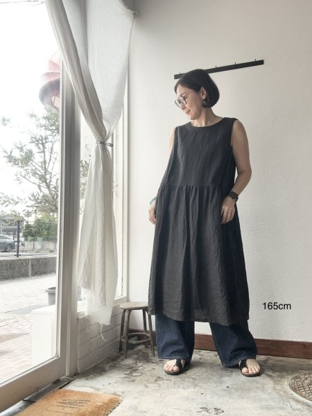 画像2: Vlas Blomme Washed Linen Ramie ノースリーブドレス (2)