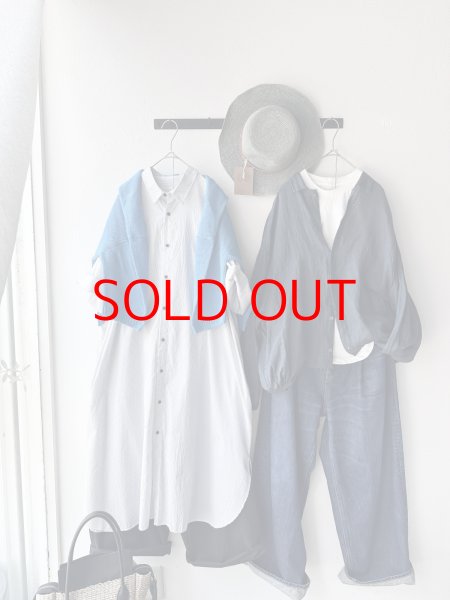 画像1: *sale50%off* nouvelles du paradis ストライプクロス シャツワンピース【クリックポスト（185円）発送可能】 (1)