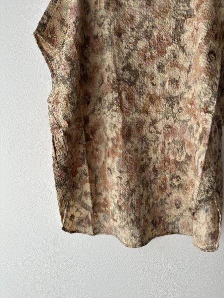 画像6: prit 60/1サテンミラクルウェーブ加工ブラーフラワープリント スリーブレスラウンドヘムプルオーバー (6)