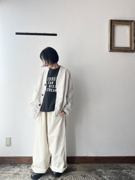 画像2: prit 25/1フレンチリネンツイル起毛 ノーカラージャケット (2)