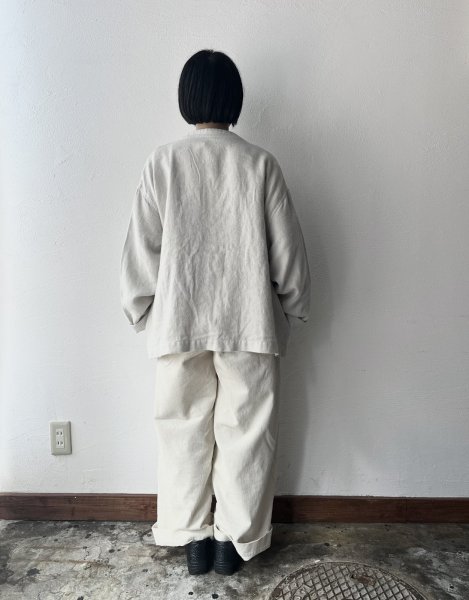 画像4: prit 25/1フレンチリネンツイル起毛 ノーカラージャケット (4)