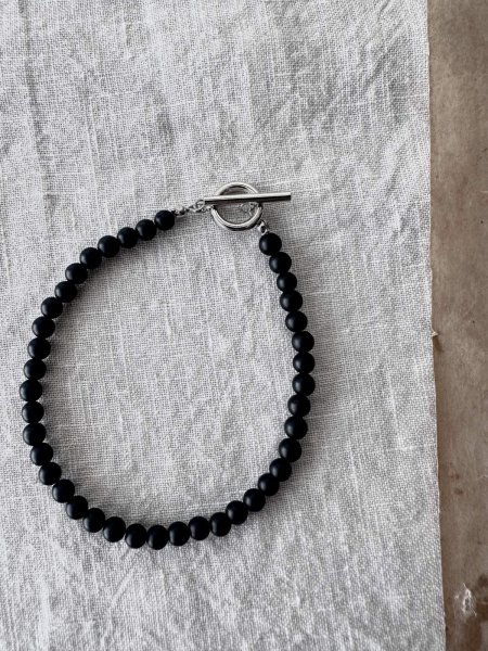 画像1: Luminaes_accessory 天然フロストオニキスのブレスレット(unisex)【アレルギー対応】 (1)