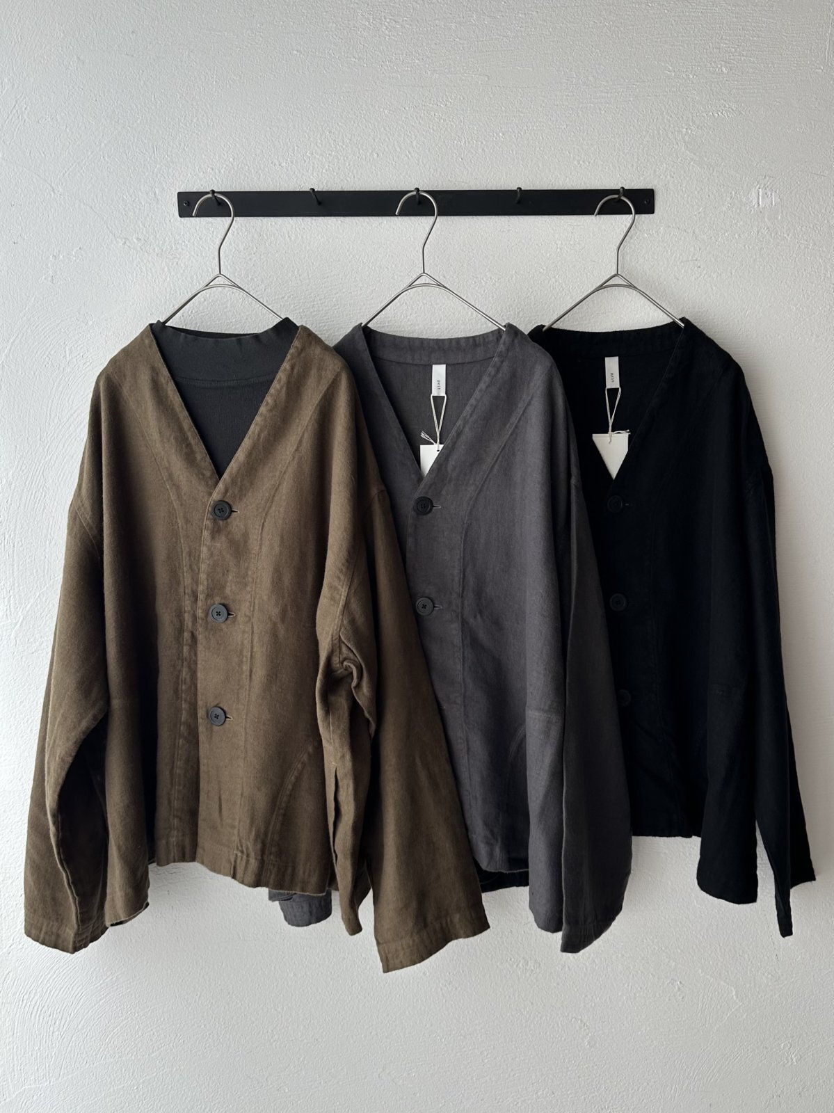 prit 25/1フレンチリネンツイル起毛 ノーカラージャケット - plus one